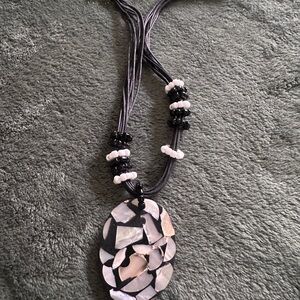 Source Unknown Black and White Mosaic Necklace